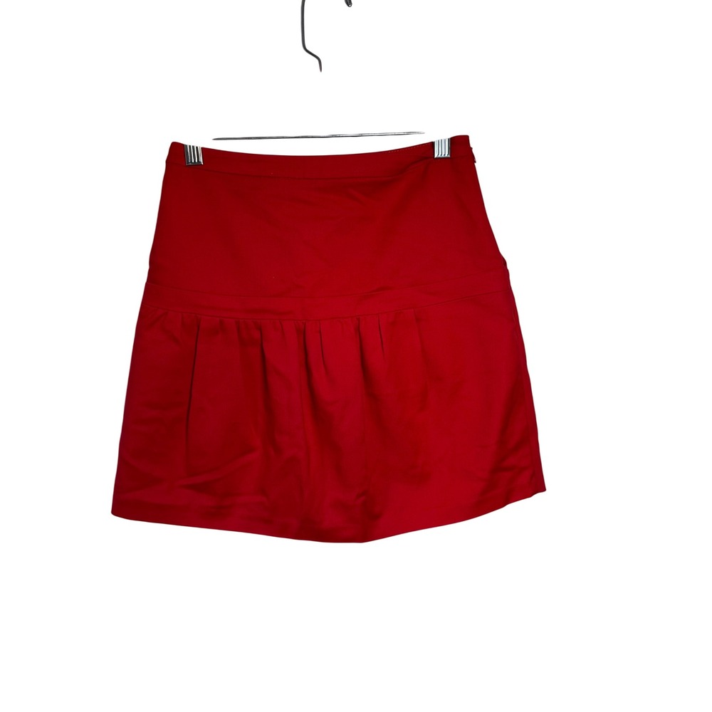Ochirly Red Skirt Fitted Pleated Side Zip Mini Party Cocktail Preppy‎  Sz XS